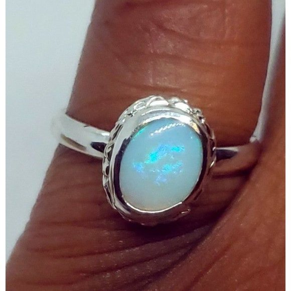 Sterling silver and Australian Opal crystal ring handmade floral design - Picture 11 of 12